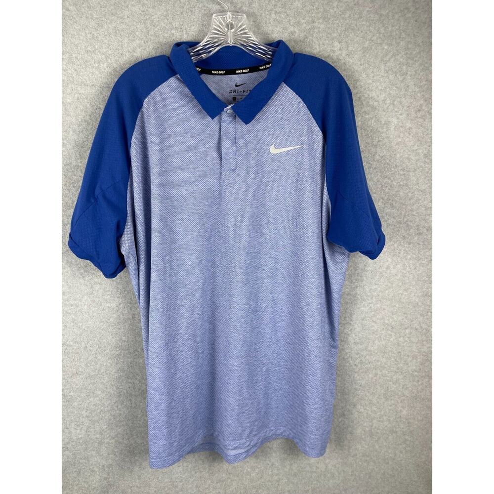 Nike Golf Dri Fit Polo Shirt Mens XL Blue‎ Short Sleeve Two Tone Collared